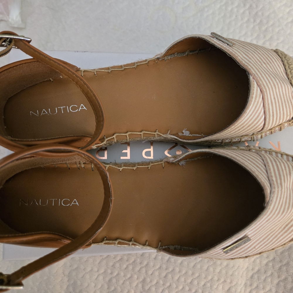 Nautica Tan Espadrille Shoes with Ankle Strap